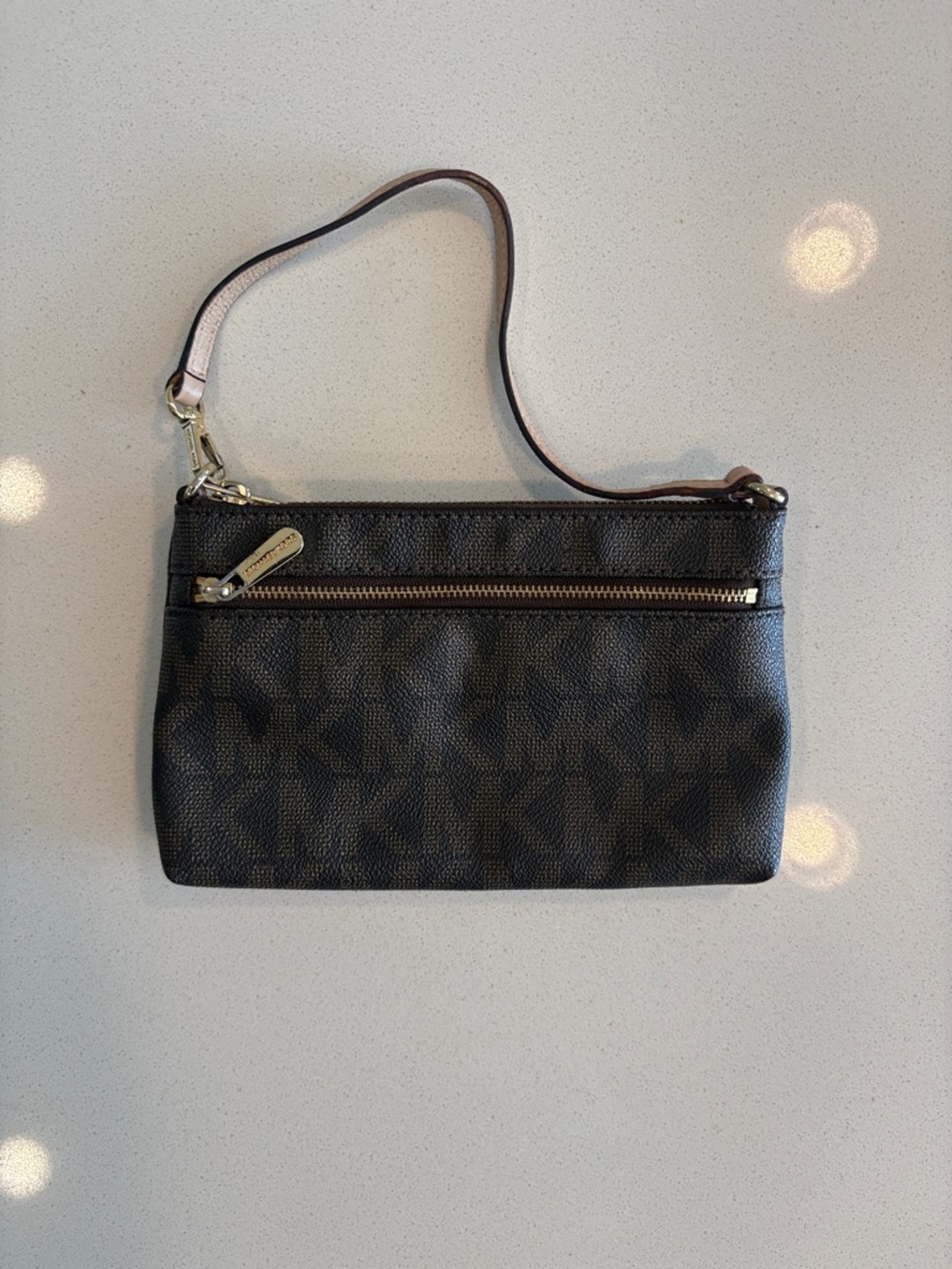 Michael Kors Brown and Black Signature Logo Wristlet